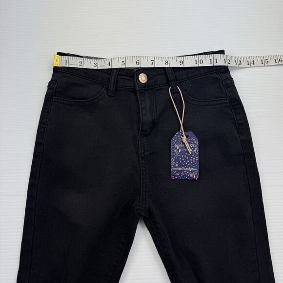 Girls SOHO Blue Denim BLACK Jeans Size 12 Distressed Knees - Picture 6 of 9